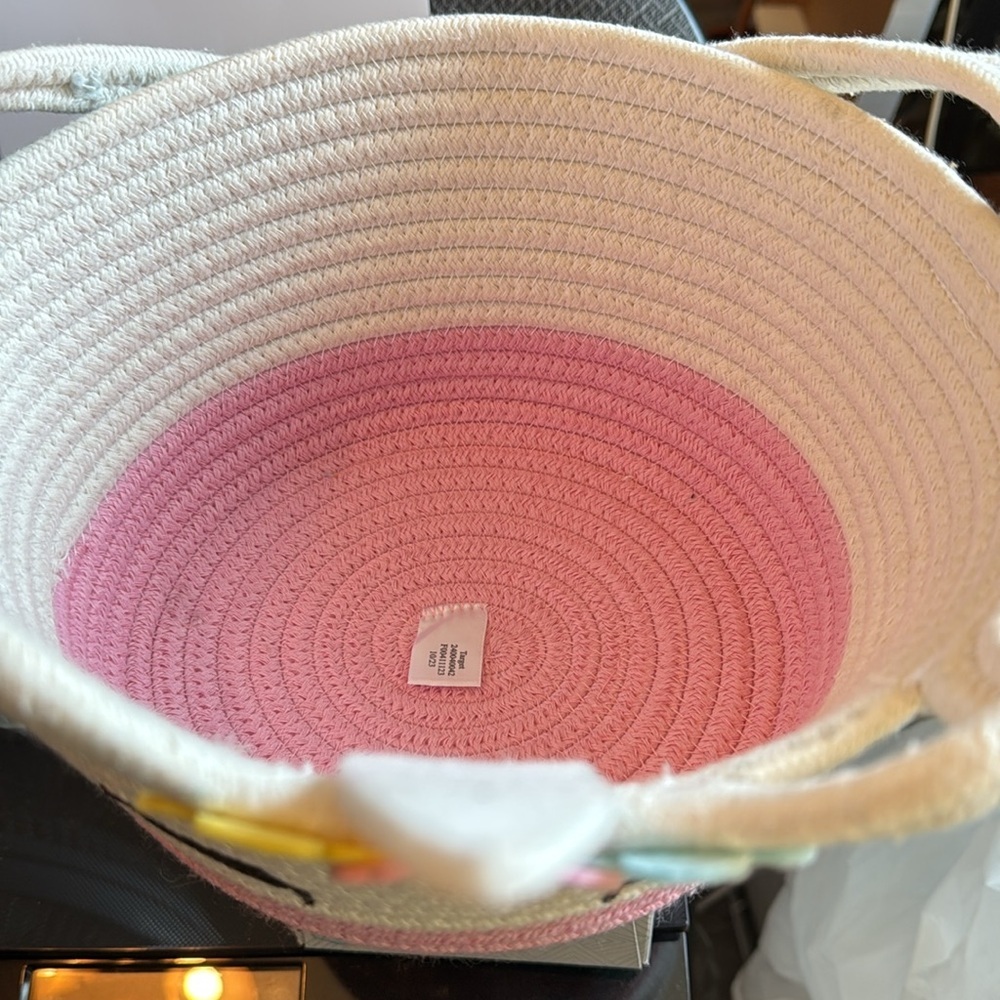 Unicorn Rope Basket with Floral Accents - Picture 2 of 3